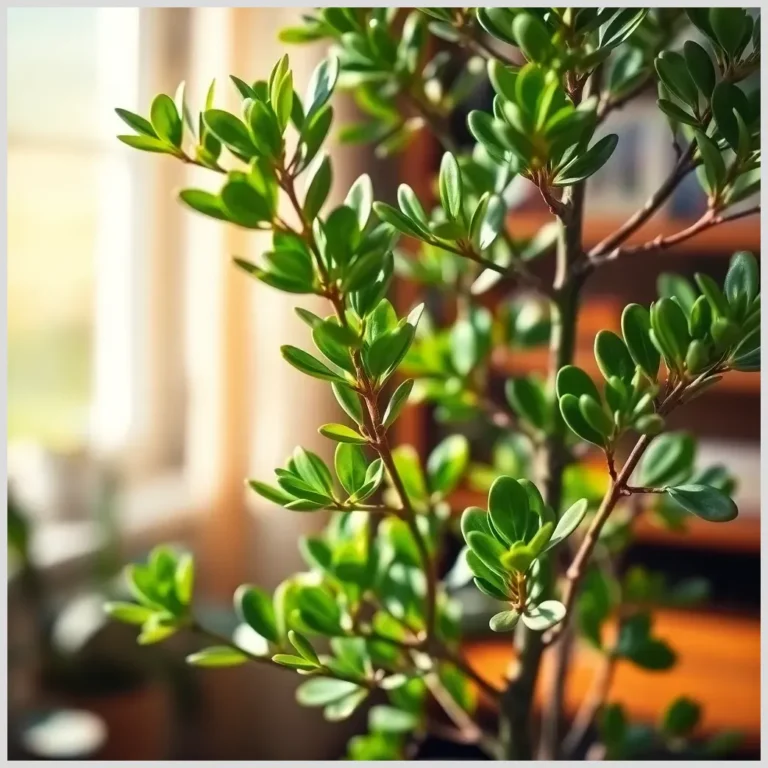 Árbol de jade con hojas verdes