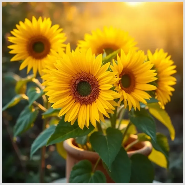 Girasol en maceta soleada
