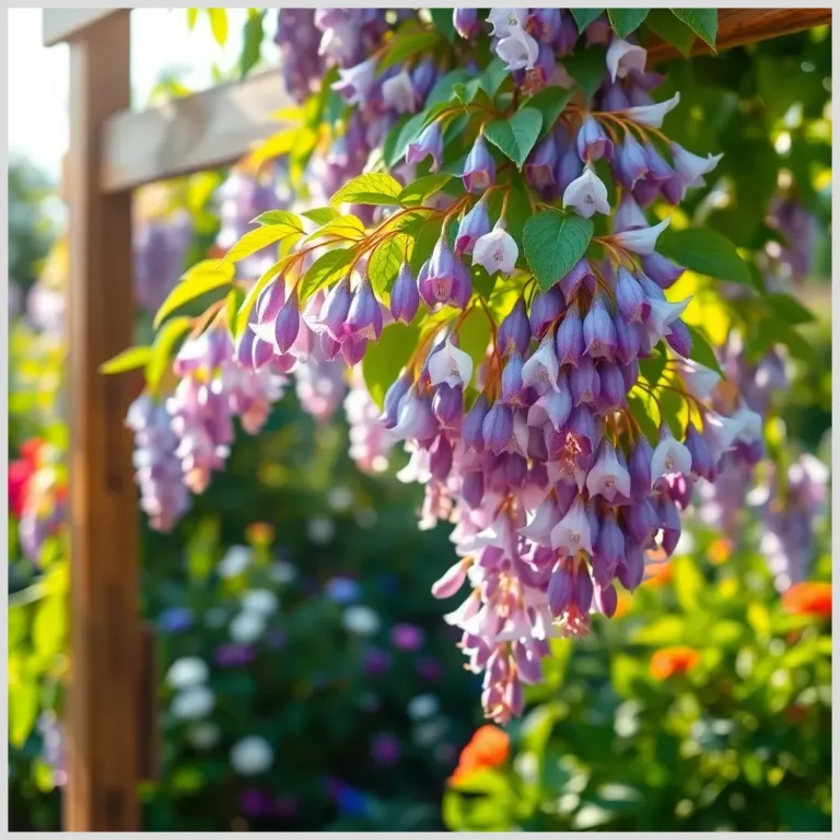 Glicina trepadora con flores lilas