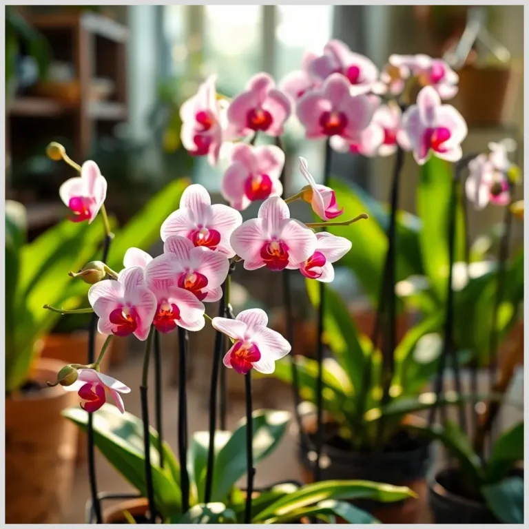 Orquídea en maceta con raíces