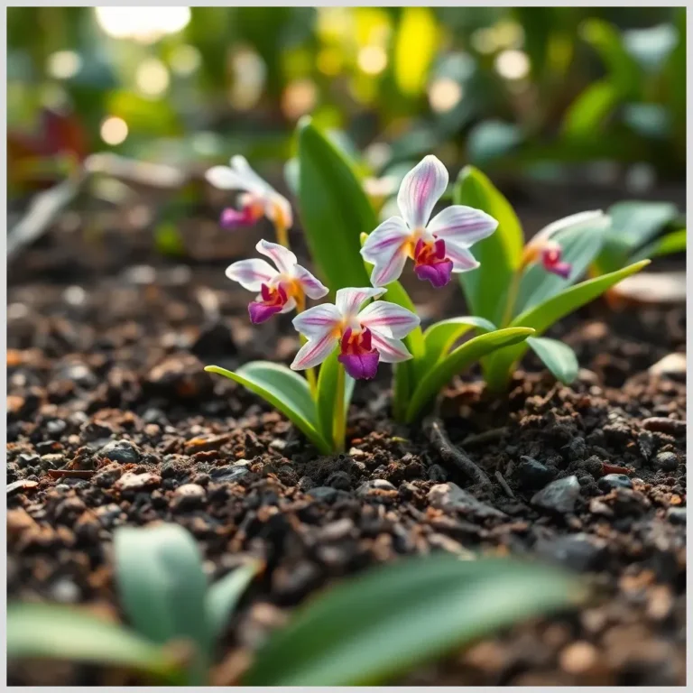 Orquídea en tierra con sustrato