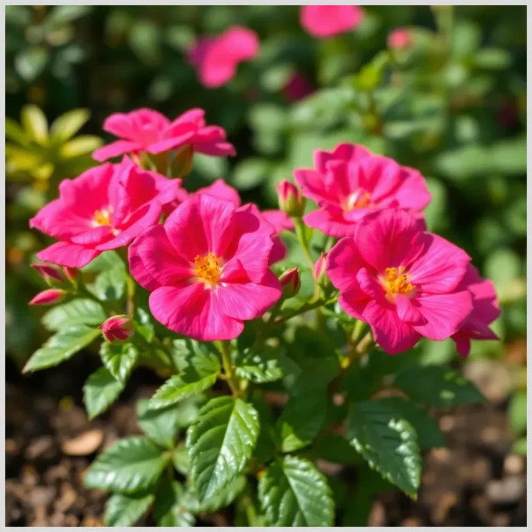 Rosal enano con flores rojas