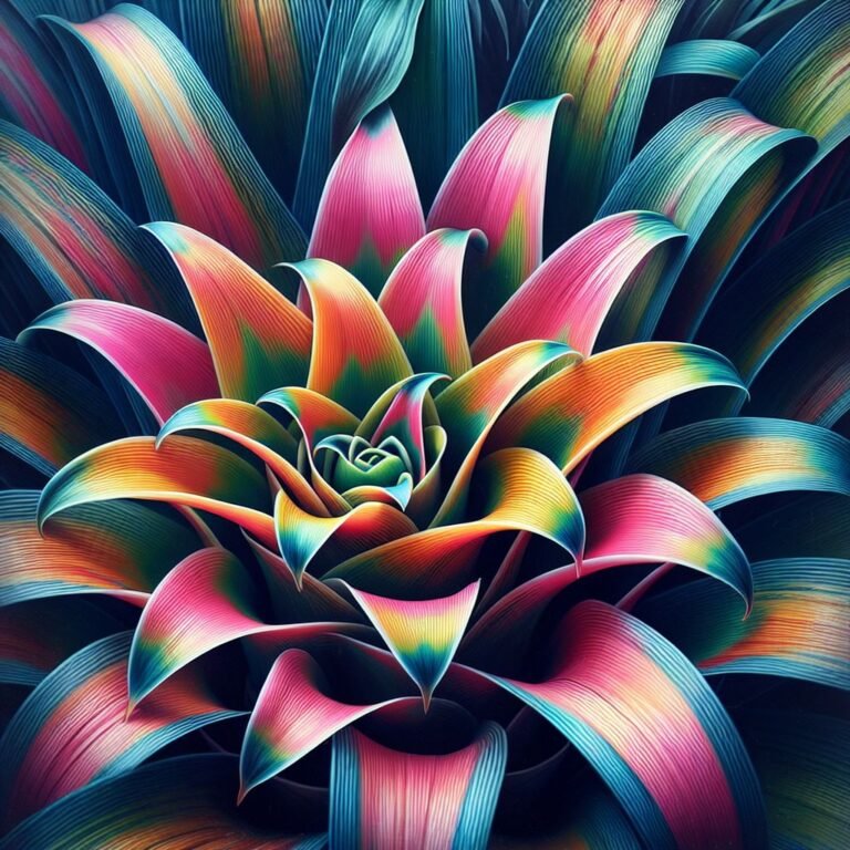 Bromelia ondulada colorida y exótica